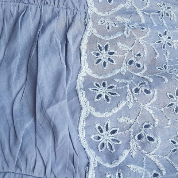 Free People Greyish Blue Embroidered Dress Size 6 - Picture 3 of 7